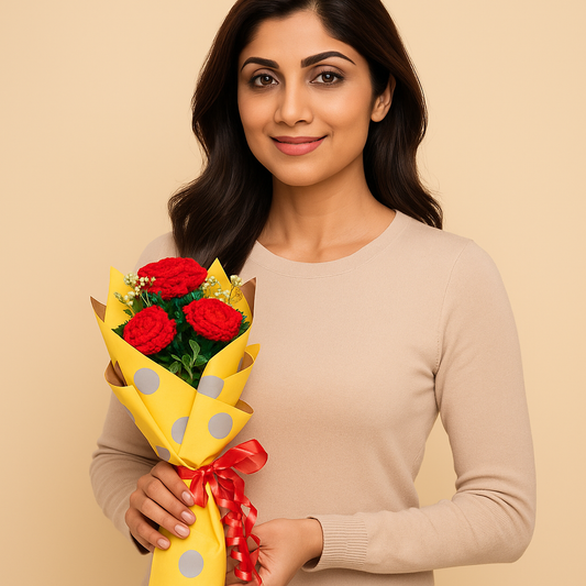 Crochet Single Rose Bouquet
