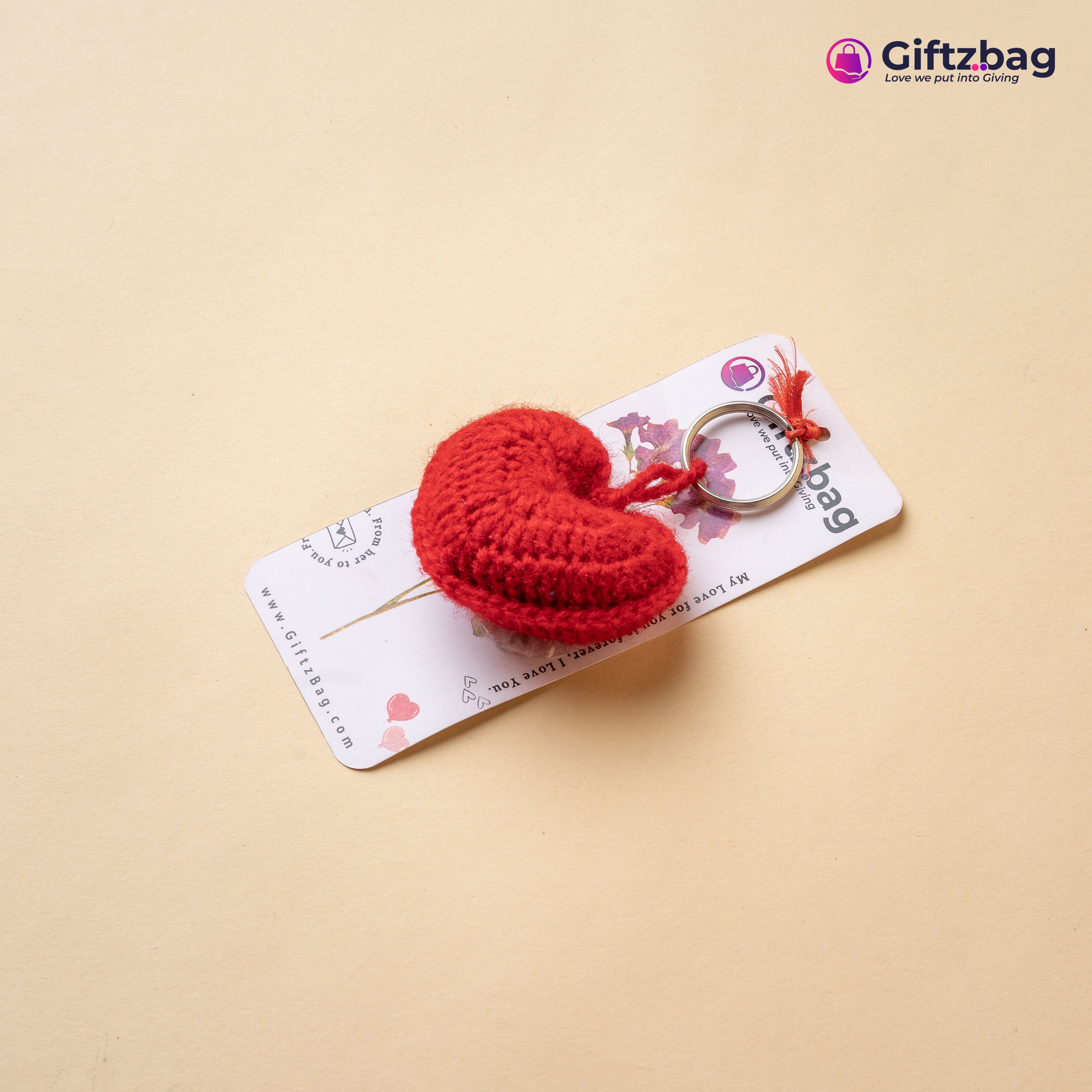 Crochet Heart Amigurumi Keychain