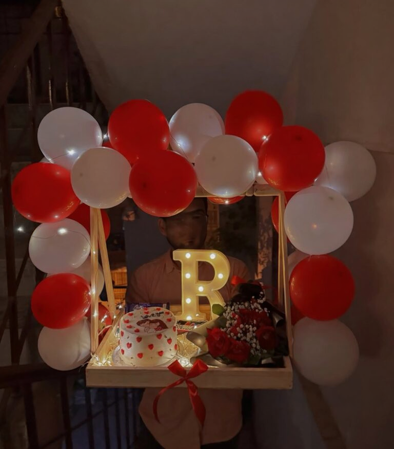 Celebration Luxe Tray – Balloons, Cake, Flowers & More