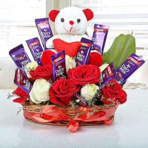 chocolate basket with teddy