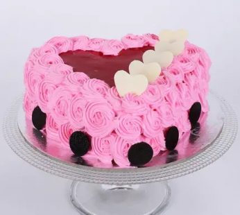 1Kg Pink Rose Heart Cake