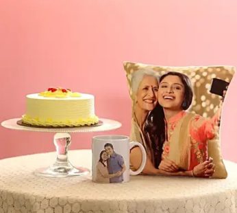 Picture Cushion & Mug With Butterscotch