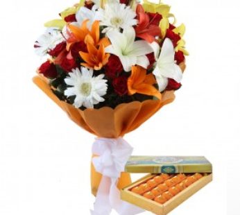 24 Mix Flowers  With Sweets
