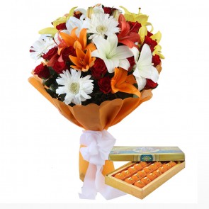 24 Mix Flowers With Sweets
