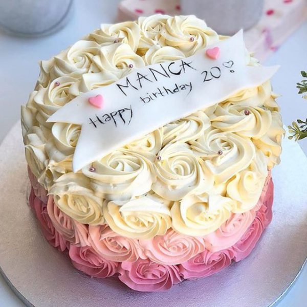 Roses cake with message