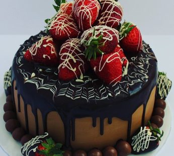 strawberry with chocolate cake