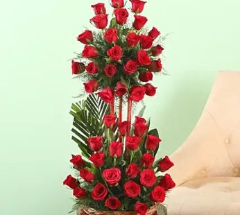 Romantic 50 Red Roses basket