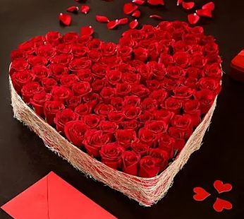 Heart Shaped 100 Roses Arrangement