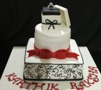 Black and White Engagement Ring cake
