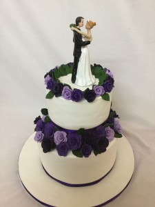 Purple Flowers theme Wedding Cake