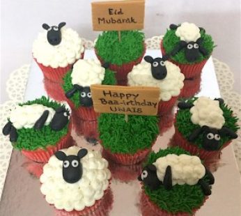 Sheep Theme Birthday Cup Cakes