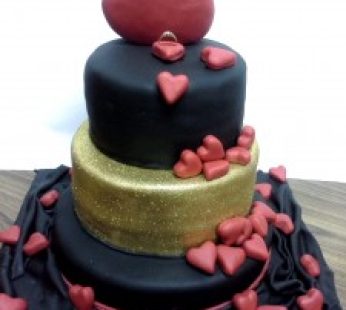 Red Hearts Engagement Cake