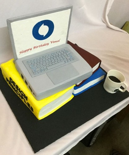 Laptop and Books Cake