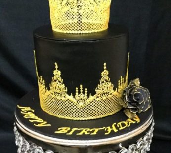 Black and Gold tiara Birthday cake