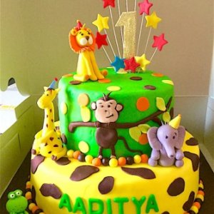 Happy Birthday Animal Theme Cake