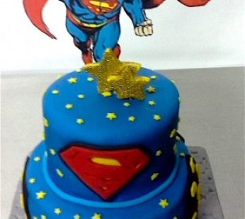 2 Tier Superman theme Cake