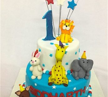 1st Birthday Animal Theme Cake