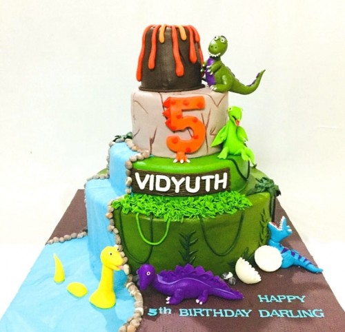5th Birthday Custom Dinosaur theme Cake