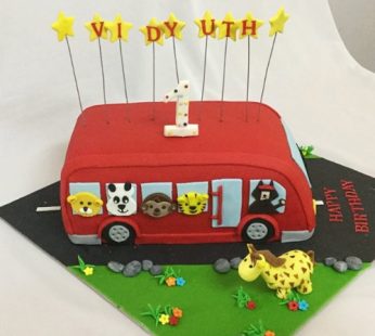 1st Birthday cake Bus theme cake