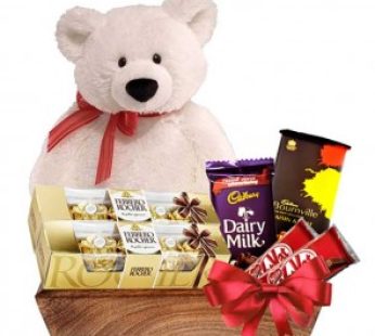 Premium Gift Basket With Chocolates And Teddy