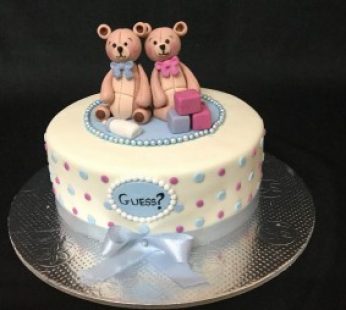 Two Teddies Baby Shower Cake