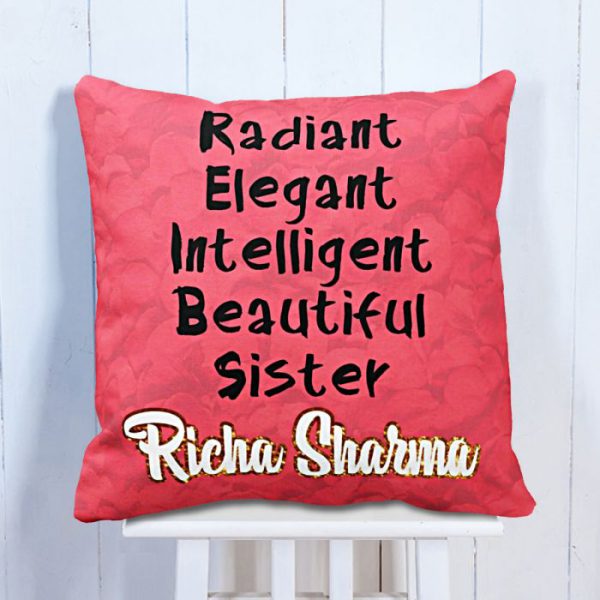 Personalised Cushion For Lovely Sister