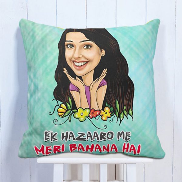 Personalised Caricature Cushion For Lovely Sister