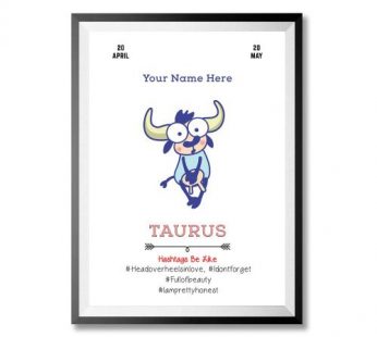 Personalised Taurus Hashtag Poster Frame