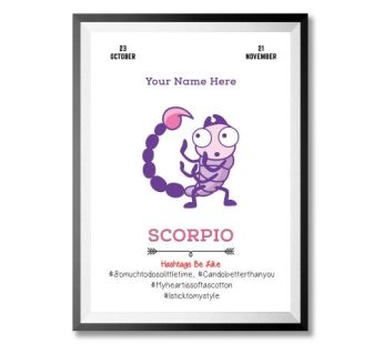 Personalised Scorpio Hashtag Poster Frame